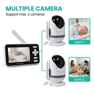 Moniteur bébé KT437T avec écran IPS 4 pouces, caméra PTZ HD 720p, portée audio de 300 m, système de surveillance infantile, vision nocturne automatique - Product Image 2