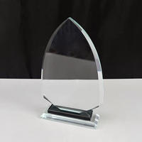 Plaque trophée de cristal de gravure laser vierge personnalisée trophée de cristal avec base noire