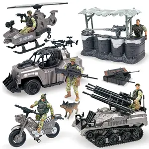 Figurines d'action pour hommes de l'armée américaine avec ensemble de jeux de véhicules militaires Soldats et équipement réalistes Jouets de l'armée de luxe pour hommes