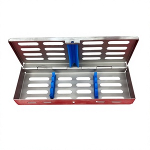 Casete de Esterilización para 4 Instrumentos, Sistema de Bloqueo con Botón, Acero Inoxidable, Accesorios de Silicona Resistentes al Óxido, Azul, Rojo, Verde, Gris - Product Image 1
