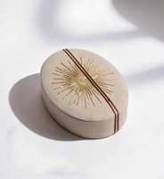 Boîte de présentation ovale vide en velours pour dattes au chocolat et baklava, emballage personnalisé pour biscuits sucrés et desserts, boîtes en papier avec broderie