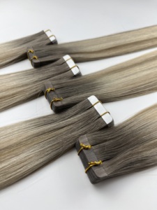 Extensiones de Cabello Humano Adhesivas Invisibles Naturales, Largas, Rubias Onduladas, Sin Residuos, Negras Lisas, con Cinta Sutil - Product Image 5