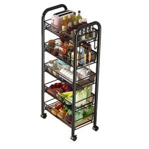 Portable Multi Layer Carbon Steel <b>Kitchen</b> Storage <b>Rack</b> Trolley <b>Vegetable</b> Organizer With Wheels For Home Use - Product Image 5