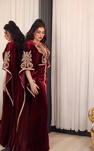 Velluto Eid Ramadan abito di lusso Abaya abbigliamento islamico per le donne manica corta tacchino arabica elegante <span class=keywords><strong>etnico</strong></span> Jalabiya musulmano abito - Product Image 3