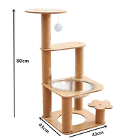 Tour à chat robuste en bois, écologique et sécurisée, avec perchoir, nid et griffoir moderne, mobilier multi-niveaux pour chatons, type villa