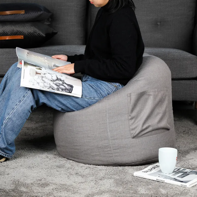 PUF de tela impermeable con bolsillo para sala de estar, sofá perezoso, silla