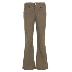 Pantalones de Pana para Mujer, Estilo Y2K, Marrones, de Tiro Bajo, con Bolsillos de Parche, Ecológicos, Transpirables, Antiarrugas, Largos y Cálidos - Product Image 6