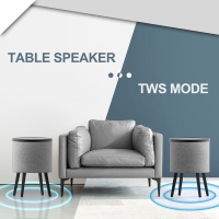 Table basse en bois moderne personnalisée avec lumière LED et haut-parleurs sans fil Bluetooth pour la maison ou le bureau