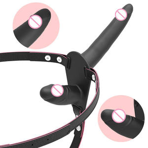 Gode outils silicone solide gode lesbien sex toy godes à deux têtes Porter un pantalon en cuir - Product Image 2