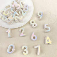 Perles numériques en acrylique macaron plaqué UV à grand trou, chiffres 0-9, perles lâches pour accessoires de bijoux, porte-clés et cordons de téléphone DIY
