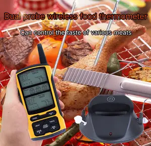 CH-213 Termometer Daging Nirkabel untuk BBQ Oven Temperatur Makanan dengan Lampu Latar Pengatur Waktu Termometer Pemeriksaan Ganda