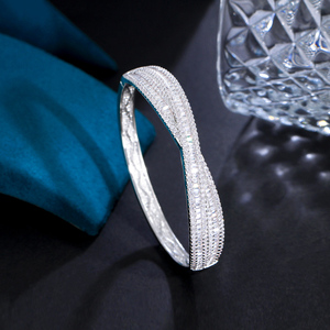 Mode Perhiasan Logam Tembaga Putih Emas Disepuh Zirkon Semua Pertandingan Gelang Pengantin Gelang untuk Gaun Pengantin Aksesoris India - Product Image 5