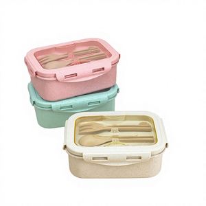 Lonchera de Plástico Aislada, Apta para Microondas, Diseño Sellado, Color Sólido, Forma Cuadrada, para Oficina, Estudiantes y Trabajadores, Venta al Por Mayor - Product Image 1