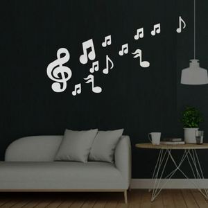 Autocollants muraux en miroir acrylique 3D - 12 autocollants adhésifs en forme de notes musicales pour la chambre des enfants et la décoration de la maternelle - Product Image 1