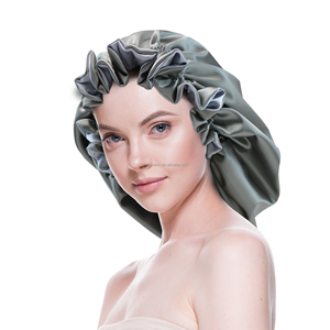 Bonnets de créateurs de cheveux en satin double couche personnalisés en gros pour femmes chapeaux de nuit en soie couvre-chef double couche - Product Image 3