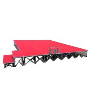 Scène de plateforme facile à installer, finition en tapis rouge, scène portable - Product Image 1