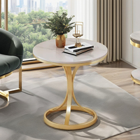 Table d'Angle Ronde Minimaliste Moderne, Table d'Appoint de Canapé Luxe Léger, Table Basse en Pierre pour Salon et Balcon