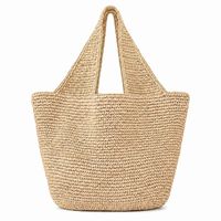 Sac fourre-tout décontracté de luxe pour femme, en paille tressée et polyester, avec fermeture éclair, style européen-américain, bandoulière