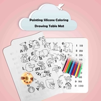 Tapis de table en silicone lavable pour enfants, pour la peinture, le coloriage, le dessin, conforme aux normes FDA CPC EN71 CPSIA