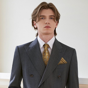 Lụa Paisley dệt màu đen và vàng <span class=keywords><strong>Tie</strong></span> <span class=keywords><strong>Set</strong></span> người đàn ông quan hệ cổ và túi hình vuông thiết lập với hộp - Product Image 2