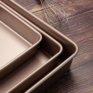 YABEI - Bandeja Rectangular para Hornear de Acero Inoxidable de Grado Alimenticio, Dorada, Ecológica, Apta para Lavavajillas, para Pasteles y Galletas - Product Image 2