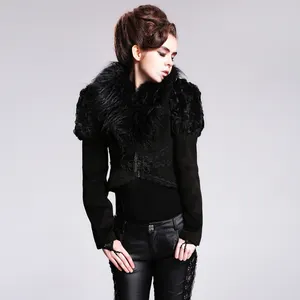 Großhandel jacke halloween-CT012 Devil Fashion Winter Halloween bestickte Frauen Gothic Short Jacken mit Spitze
