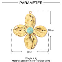 Vente en gros d'usine, breloques en forme de cœur de fleur, perle, corail, acier inoxydable, trèfle à quatre feuilles pour la fabrication de bijoux, pendentif