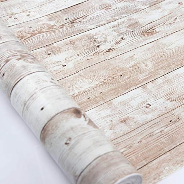 Wood Wallpaper Self-Adhesive Removable Peel and Stick Wallpaper Decorative Wall Covering Vintage Panel Interior Film Wallpaper