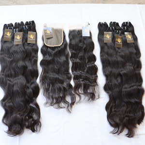 Cabello humano virgen indio sin procesar, cutícula alineada Original, paquete de cabello sin procesar con cierre de encaje Hd fino, proveedores de cabello humano crudo Ha - Product Image 1