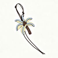 Breloque de sac en cuir PU motif cocotier, pendentif palmier tropical, cordon ciré réglable, décor de sac à main, style vacances d'été, porte-clés
