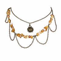 Nouveau collier superposé avec pendentif lune en pierres irrégulières pour femme, style vacances, perles