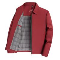 Veste décontractée à revers pour homme, nouvelle collection automne, haut de gamme, couleur unie, avec fermeture éclair, pour papa d'âge mûr