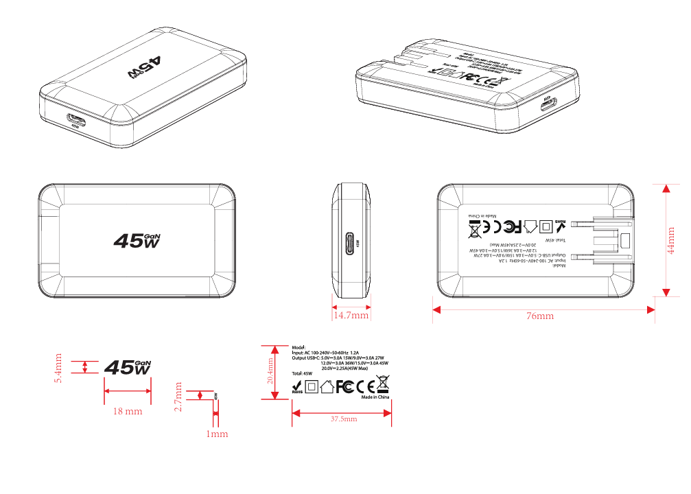 Phone Accessories Wholesale 45w Charger Type c Mobile Phone PD Fast Charger Adapter for macbook iphone galaxy S24 ipad airpods · image 3