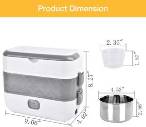 Boîte à lunch électrique Chauffe-nourriture portable Chauffe-nourriture pour la maison et le bureau Boîte à lunch auto-chauffante (110V,200W) - Product Image 4