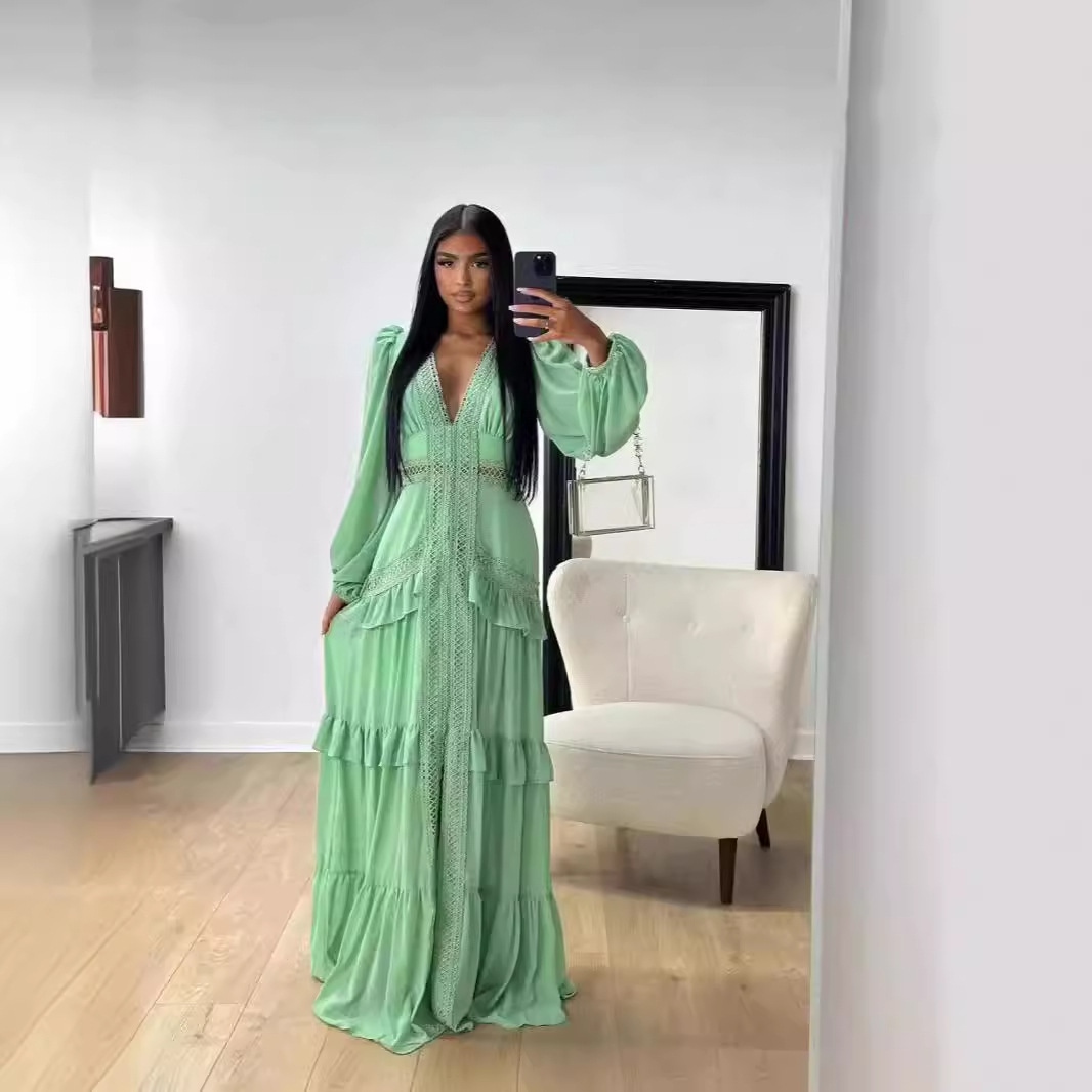 green emerald velvet dress Sampeel Womens Casual Long Sleeve Dress with Slit Knee Length Lightweight  Crewneck Travel Dresses Outfits 2024 L Olive Green at Amazon Women's  Clothing store main image 0