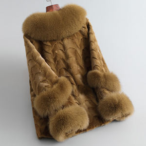 <span class=keywords><strong>Trench</strong></span> Invernale di Lusso da <span class=keywords><strong>Donna</strong></span> con Collo in Vera Pelliccia di Volpe e Visone Giacca Casual di Alta Gamma Importata con Fodera in Poliestere - Product Image 3