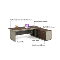 Bureau de direction ergonomique en forme de L, modulaire, de luxe, moderne, pour PDG, directeur, avec tiroir