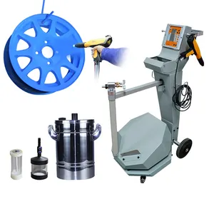 Electrostatic powder coating machine for wheels