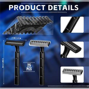 Disposable Steel Twin <b>Blade</b> <b>Razor</b> <b>Blades</b> Aloe Vitamin E Lubricant Strip Hanging Card Pack for Men's Face/Body Shaving (Up 5 - Product Image 2