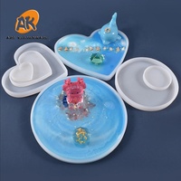 Moule en Silicone AK Rond Carré Rectangle Cœur pour Sous-Verre en Résine Époxy, Création de Base de Rangement de Bijoux DIY, Plateau à Tasses, Décoration Maison