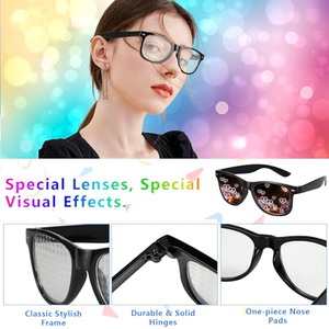 Lunettes de soleil à effet prisme 3D ultime pour fêtes, célébrations du Nouvel An, spectacles de lumière, lunettes de diffraction, EDM Rainbow Factory - Product Image 3