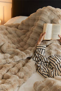 Chăn lông giả thỏ mềm mại siêu ấm áp mùa đông, thiết kế hiện đại, bán chạy, làm quà tặng trang trí nhà cửa - Product Image 2