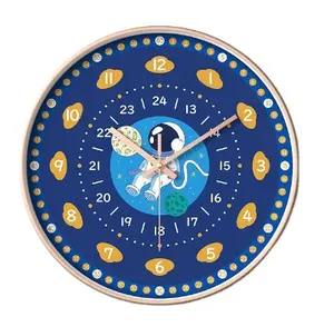 Early education wall clock learning hanging Children's House hold clock quartz clock punch-free