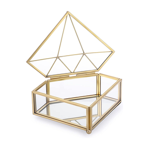 Kim cương hình hộp đồ trang sức, rõ ràng Glass hộp trang trí, kim loại nhỏ trang sức trường hợp đính <span class=keywords><strong>Box</strong></span> Organizer cho cô gái phụ nữ - Product Image 1