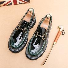 Elegant <strong>Mens</strong> Patent Leather Dress <strong>Shoes</strong> Glossy Slip on Loafers Formal Business Office Wedding Party <strong>Shoes</strong> With Metal Decor - Product Image 2