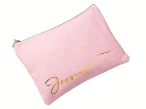 Wholesale Custom Printed Logo Reusable Canvas Cotton Makeup Cosmetic <b>Bags</b> Blank Plain for <b>Toiletry</b> Pouch Zipper Closure Letter - Product Image 6