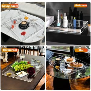 손잡이와 교체 가능한 인서트가 있는 장식용 서빙 트레이 아크릴 트레이 16"x12" - Product Image 6