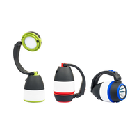 Lanterne de camping portable multifonctionnelle 3-en-1, lampe de tente LED rechargeable avec lampe torche pour la randonnée en plein air, la pêche