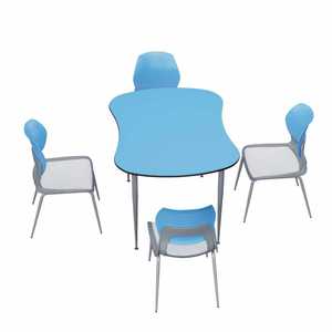 Conjunto de Mesa y Sillas Escolares Lin Ying para 4 Personas, Esquinas Redondeadas, Estilo Moderno Minimalista para Uso en el Aula - Product Image 2