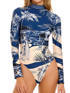 2024 nuevo traje de baño de manga larga de una pieza con estampado Floral para mujer ropa de playa Sexy de talla grande secado rápido transpirable acolchado de alta calidad - Product Image 6